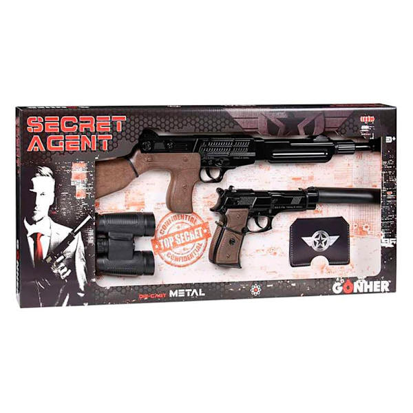 Gonher Pistoolin Kanssa Rifle 8 Laukaukset Ja Lisätarvikkeet Salaisuus Agentti 63.5x30x4.5 Cm