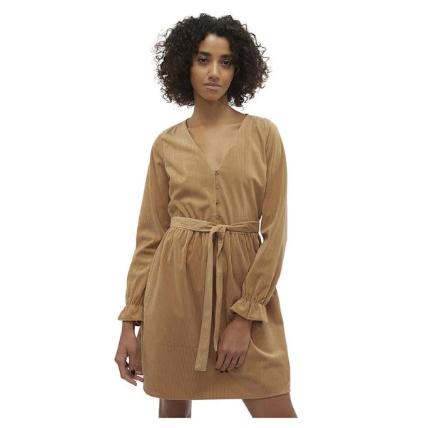 Vero Moda Langærmet Kjole Linda Beige L Kvinde