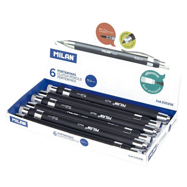 Milan Display Box 6 Mm Mekanisk Pennor 5.2 Mm Silver