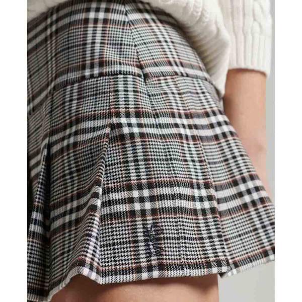 Superdry Kjol Vintage Tweed Pleat Mini Grå XS Kvinna
