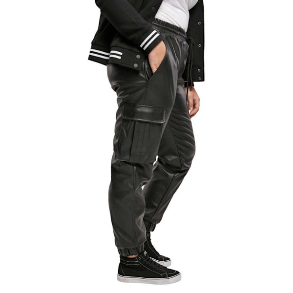 Urban Classics Faux Leather Cargobukser Sort 4XL Kvinde