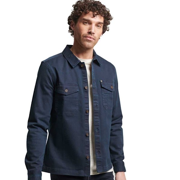 Superdry Merchant Herringbone Pitkähihainen Paita Sininen 2XL Mies