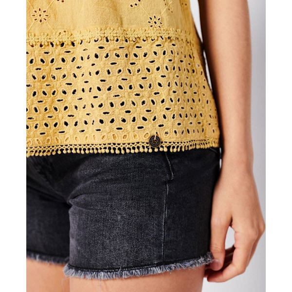 Superdry Ärmlös T-shirt Vintage Woven Lace Gul S Kvinna