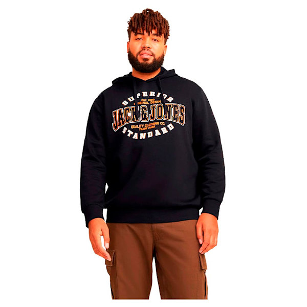 Jack & Jones Logo 2 Plus Size Huvtröja Svart 3XL Man