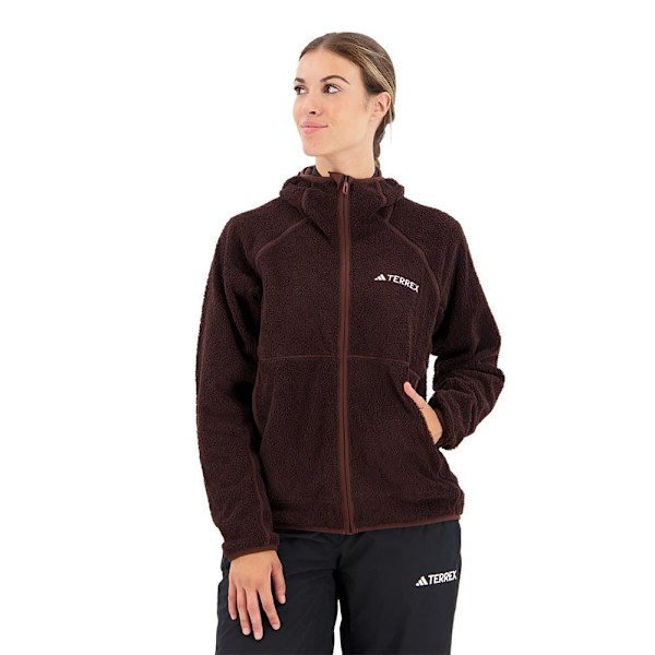 Adidas Full Dragkedja Fleece Organiser Techrock Reversible High-pile-fleece Brun L Kvinna