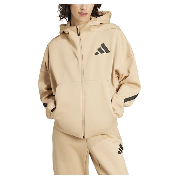 Adidas Z.n.e Sweatshirt Med Dragkedja Beige M / Regular Kvinna