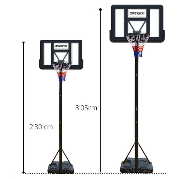 Devessport Justerbar Basketkorg Svart 305 cm