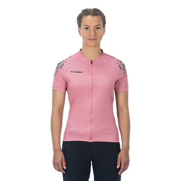 Cube Lyhythihainen Jersey Atx Cmpt Pinkki L Nainen