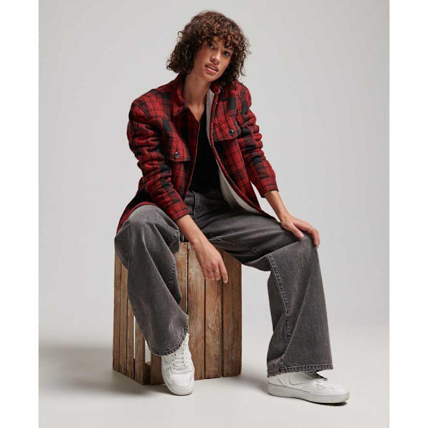 Superdry Paita Vintage Borg Check Overshirt Punainen S Nainen