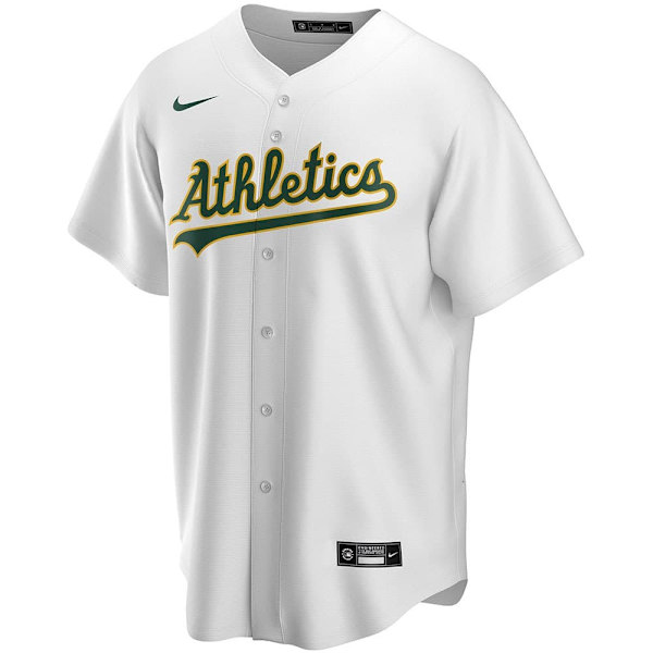 Nike Kortærmet T-shirt Med V-hals Oakland Athletics Official Replica Home Hvid M Mand