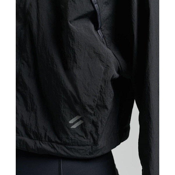 Superdry Jakke Run Cropped Weatherproof Sort L Kvinde