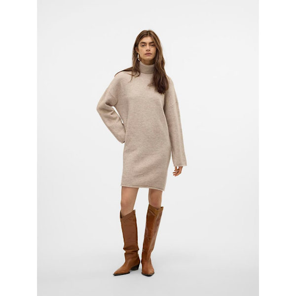 Vero Moda Gemma Kjole Med Lange ærmer Beige S Kvinde