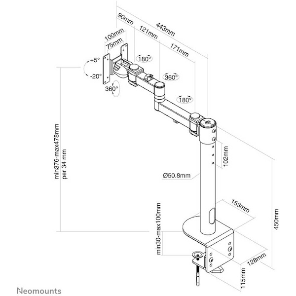 Newstar Væg-tv-beslag Fpma-d960 10-49´´ Sort