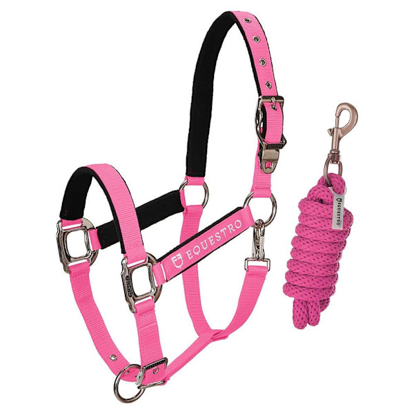 Equestro Shiny Fittings Grimma Och Ledrep Rosa Pony