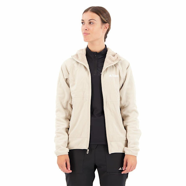 Adidas Full Dragkedja Fleece Organiser Techrock Reversible High-pile-fleece Beige S Kvinna
