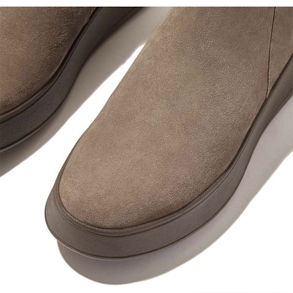 Fitflop StÖvlar F-mode Suede Flatform Zip Ankle Brun EU 38 Kvinna