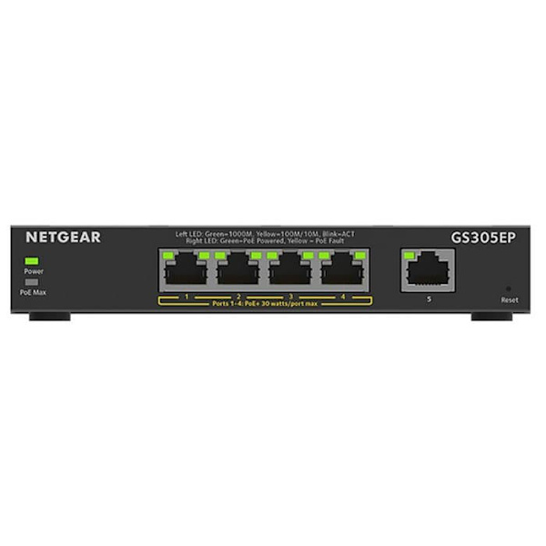 Netgear Kontakt Gs305ep 5 Havne Sort