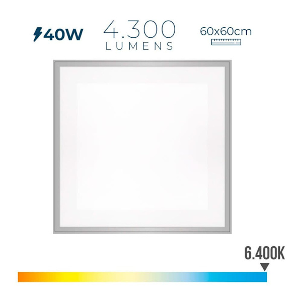 Edm Led-paneeli 4300 Lumens 6400k 40w Kirkas