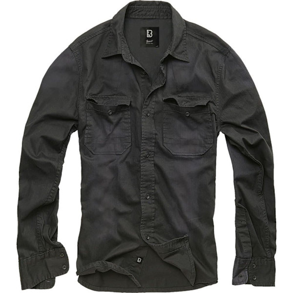 Brandit Lang Ærmet Skjorte Hardee Denim Sort 5XL Mand