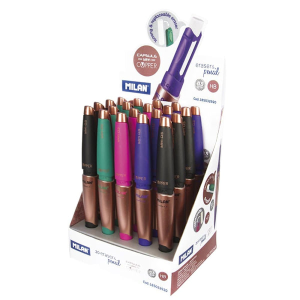 Milan Udstillingsboks 20 Capsule Slim Copper Capsule Slim Copper Mekaniske Blyanter 0.5 Mm Gylden