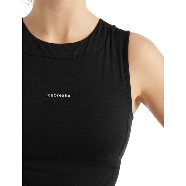 Icebreaker Ærmeløs T-shirt Zoneknit Cropped Merino Sort M Kvinde