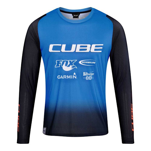 Cube Langærmet Enduro Trøje Vertex X Action Team Blå,Sort 2XL Mand