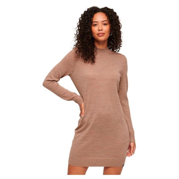 Superdry Studios Merino Mini Klänning Brun XL Kvinna