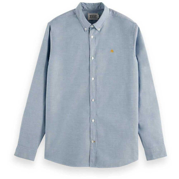 Scotch & Soda Essential Oxford Solid Skjorta Med Långa ärmar Blå M Man