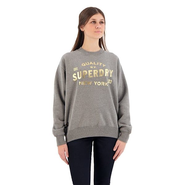Superdry Tröja Luxe Metallic Logo Grå S Kvinna