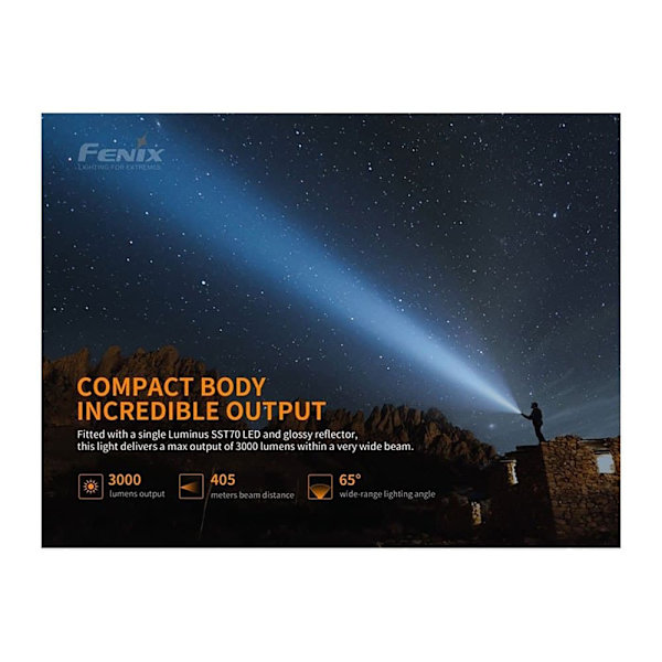 Fenix Led Lommelygte Fnx Pd40r V2.0 3000 Lumens Sort