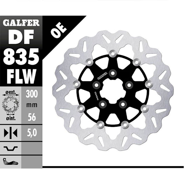 Galfer Kelluva Jarrulevy Wave Df835flw Hopeinen