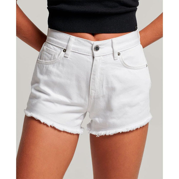 Superdry Shorts Studios High Rise Denim Vit 28 Kvinna