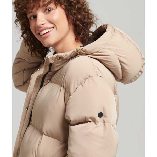 Superdry Jacka Studios Longline Duvet Beige M Kvinna