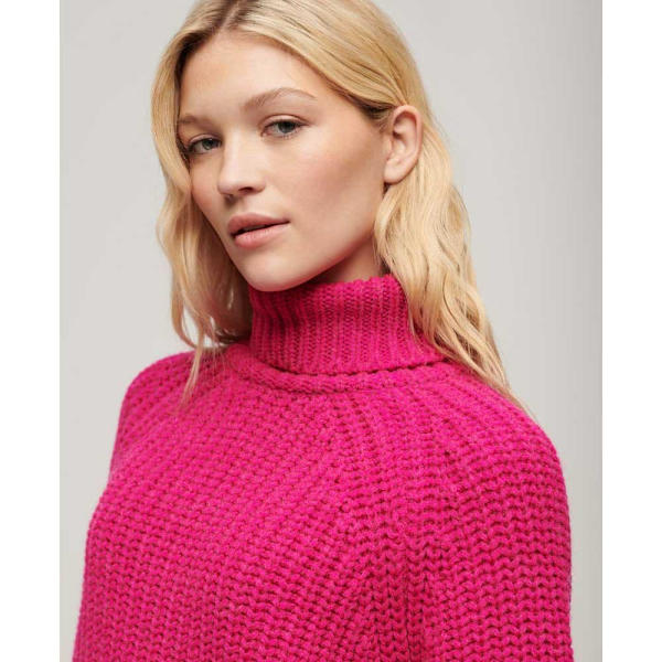 Superdry Slouchy Stitch Striktrøje Med Høj Hals Rosa S Kvinde