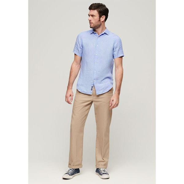 Superdry Studios Casual Linen Lyhythihainen T-paita Sininen 2XL Mies