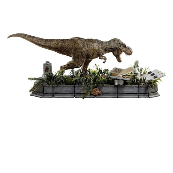 Iron Studios 1/20 Demi Art Scale T-rex Attackerar Donald Gennaro Jurassic Park-statyn 30 Cm