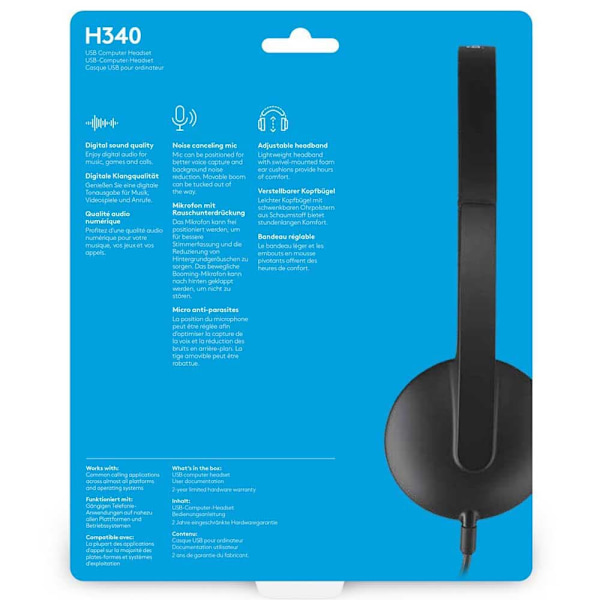 Logitech Hovedtelefoner H340 Sort