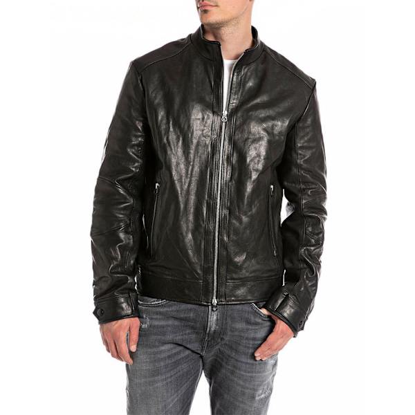 Replay Læderjakke M8385.000.84950 Sort M Mand