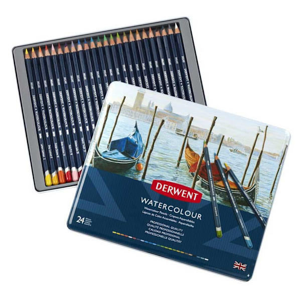 Derwent Metallisk Kasse Blyant Watercolour 24 Enheder