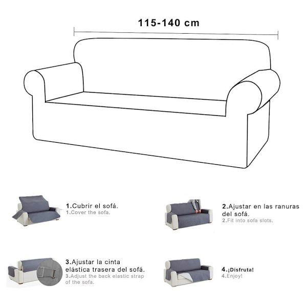 Wellhome Sofföverdrag Versatile Wh0327 Svart,Grå
