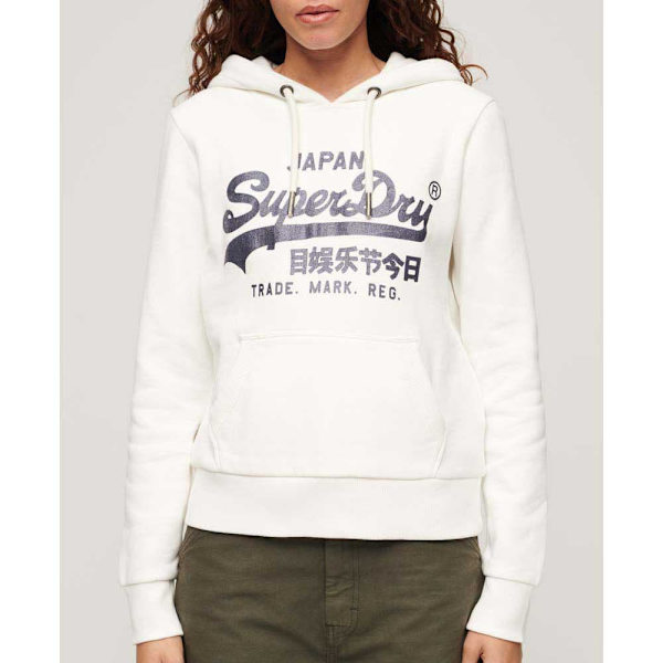 Superdry Metallic Vl Graphic Hættetrøje Beige S Kvinde