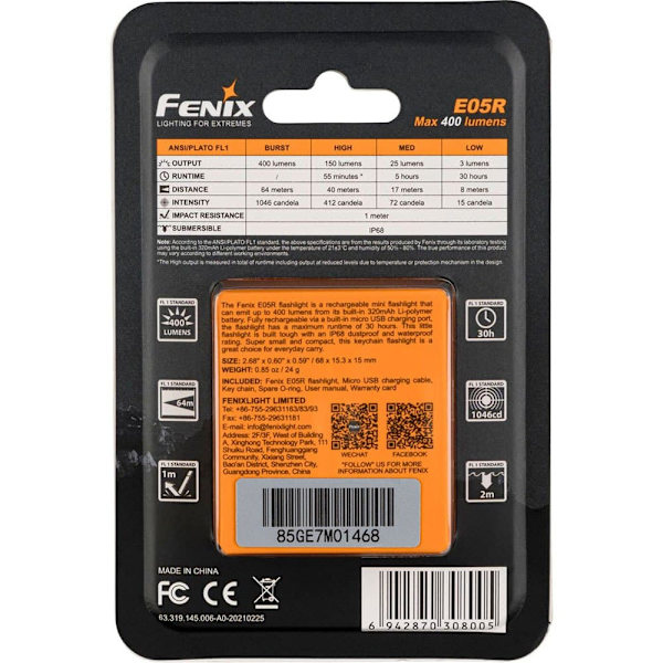 Fenix Led Lommelygte Fnx E09r Orange