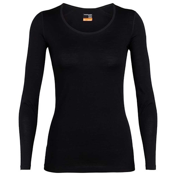 Icebreaker Baselag 200 Oasis Scoop Merino Sort XS Kvinde