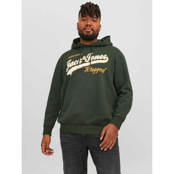 Jack & Jones Logo 2 Col Plus Size Hættetrøje Grøn 2XL Mand