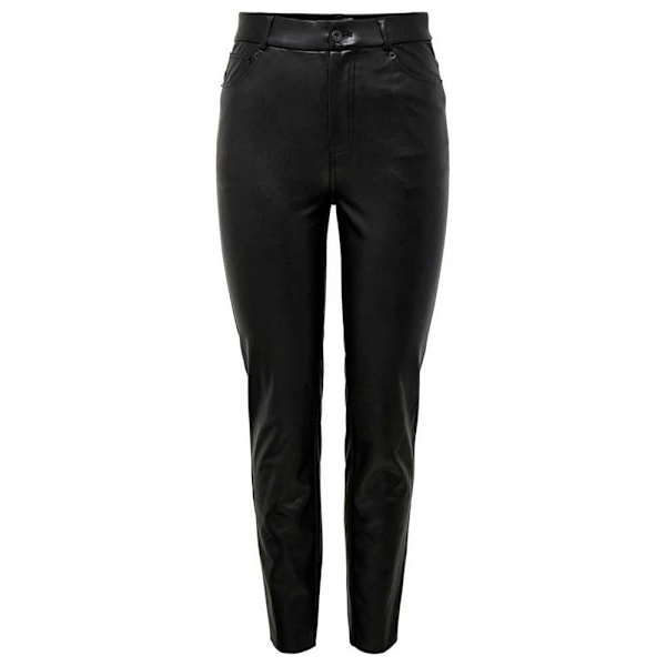 Only Emily Korkea Vyötärö, Suora Nilkka Housut Faux Leather Musta M / 34 Nainen