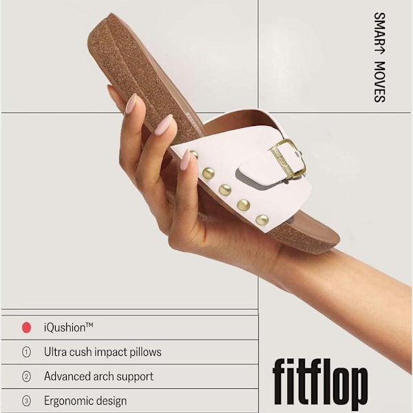 Fitflop Iqushion Adjustable Buckle Leather Klipklapper Hvid EU 39 Kvinde