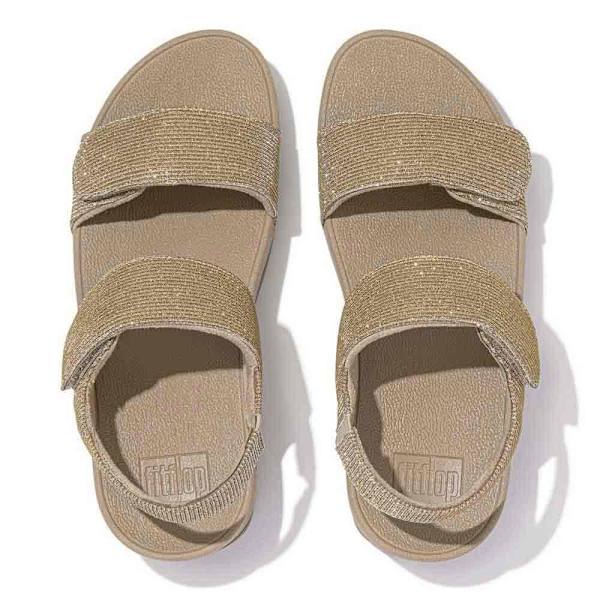 Fitflop Sandaler Lulu Adjustable Shimmerlux Back-strap Beige EU 38 Kvinna