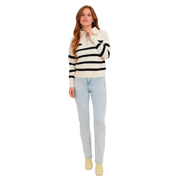 Vero Moda Sweater Med Halv Lynlås Saba Stripe Beige XL Kvinde