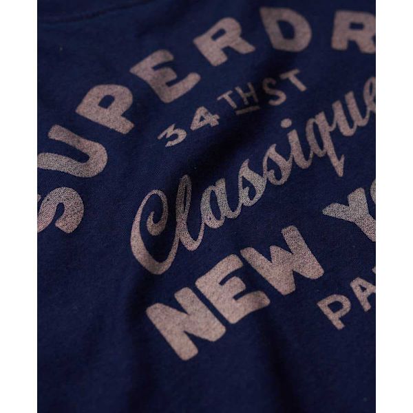 Superdry Indigo Workwear Cap T-shirt Med Korte ærmer Blå S Kvinde
