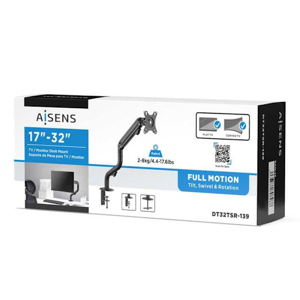 Aisens Monitorstativ Dt32tsr-139 Silver
